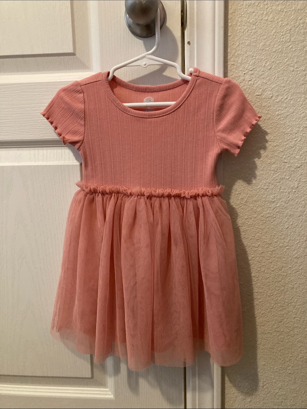 Pink Ribbed Tulle Dress